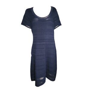 LANE BRYANT Solid All Dark Blue Open Knit Pullover Dress Womens Size 14/16